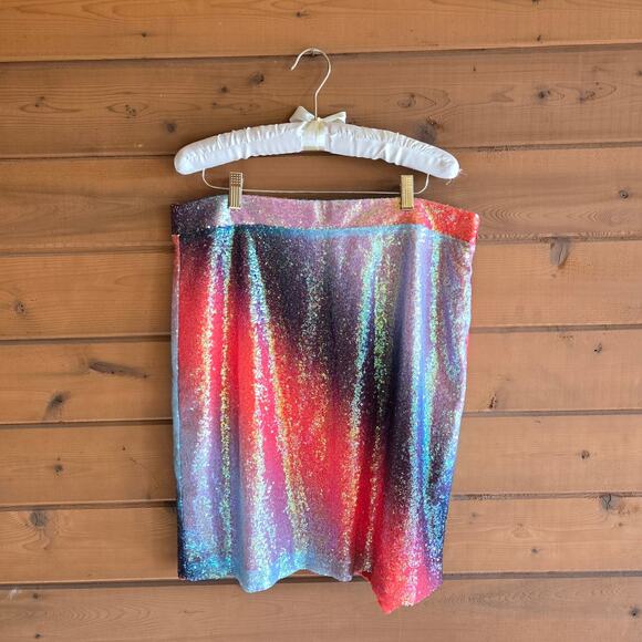 Kai Collective Cherry Glaze Ombre Sequin Skirt 3XL Mini Skirt Shimmer Metallic - Picture 2 of 6
